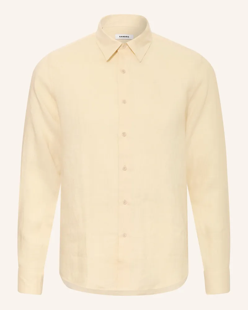Sandro Leinenhemd Regular Fit beige Hellgelb