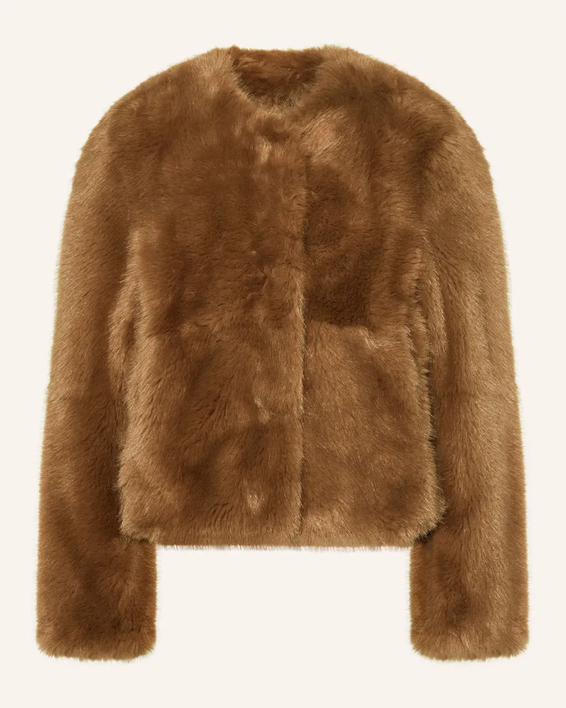 STAND Kunstfell-Jacke HALLE Braun