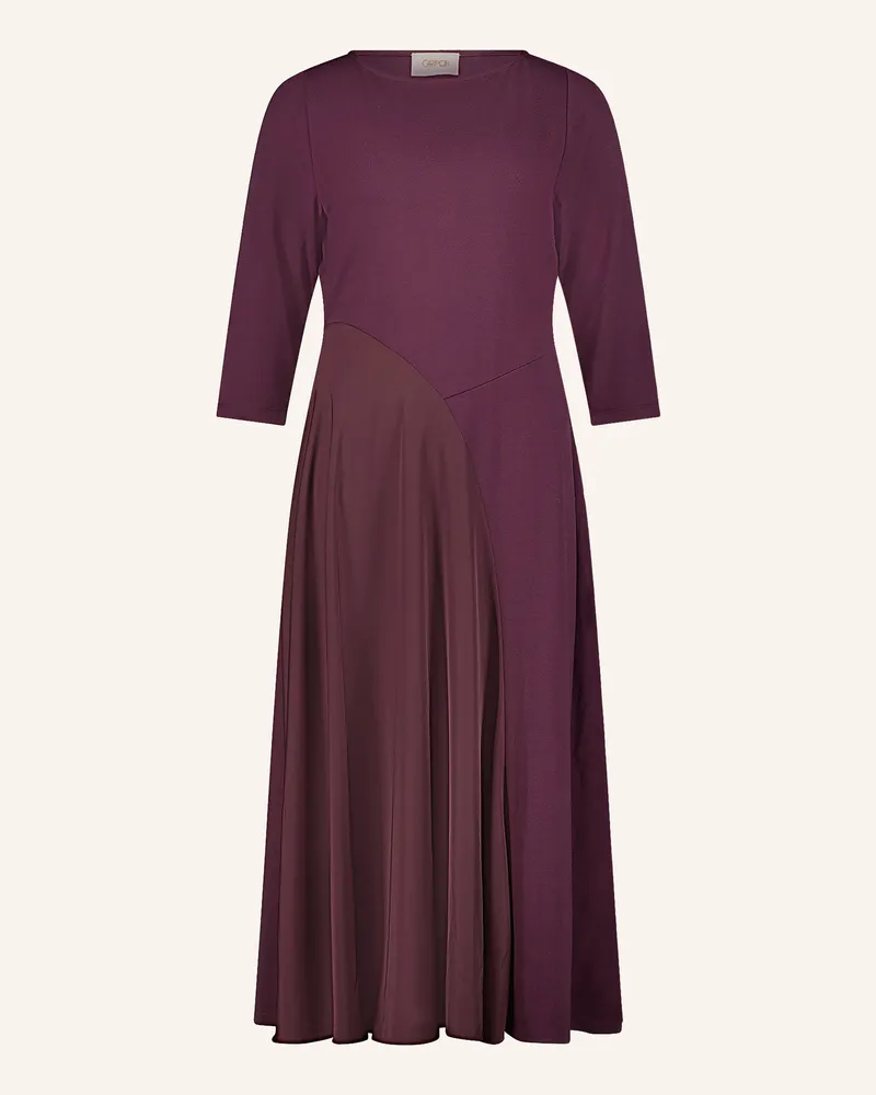 Cartoon Kleid Im Materialmix Mit 3/4-Arm rot Dunkellila