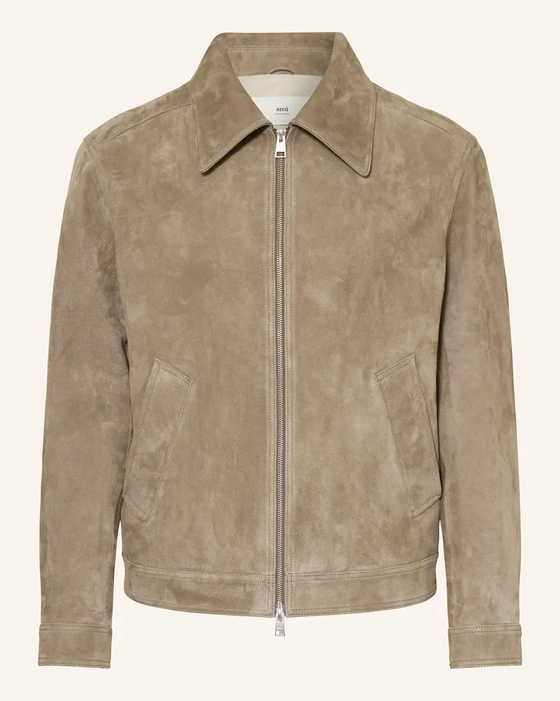 AMI Paris Lederjacke Taupe