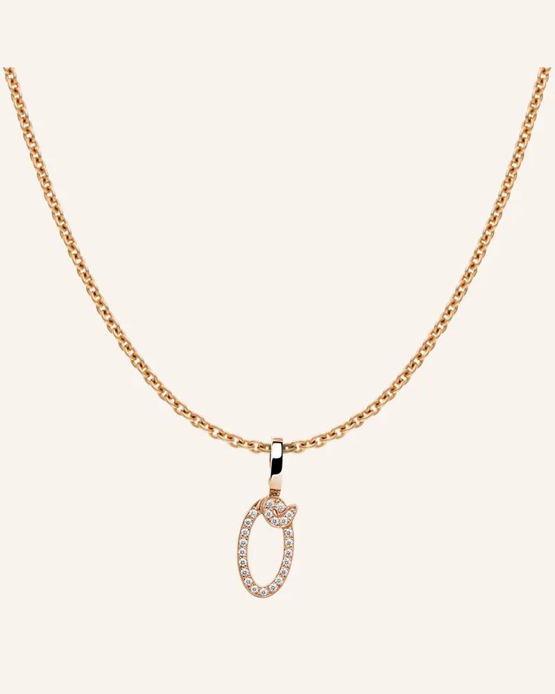 CADA Kette Tiny Diamond Letter O rosegold Roségold