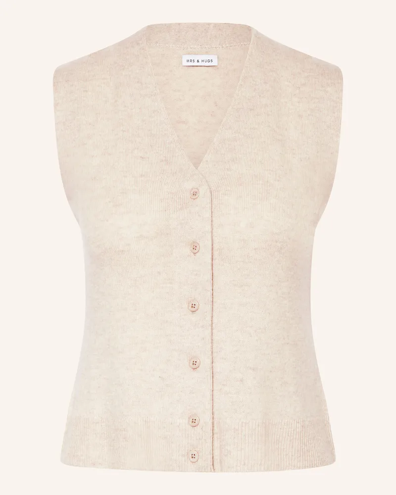 Mrs & HUGS Strickweste Mit Cashmere weiss Beige
