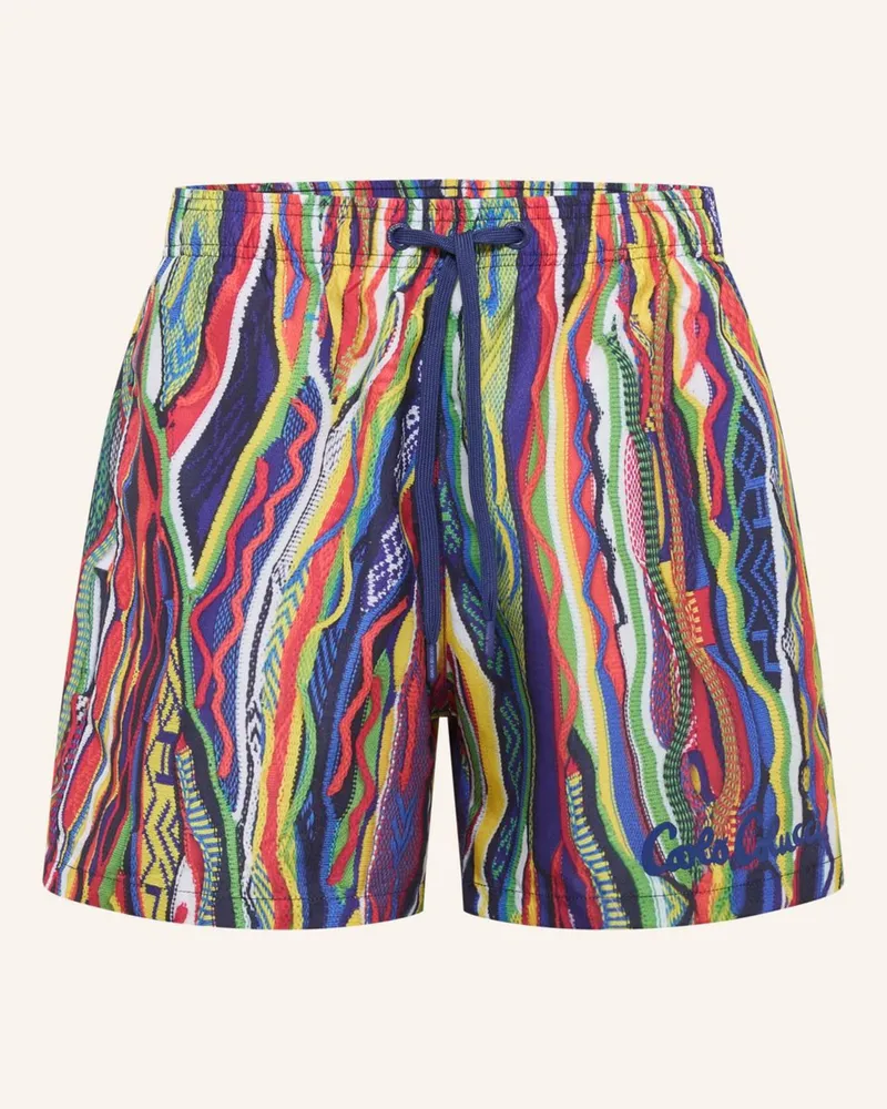 Carlo Colucci Carlo Colucci Swimshort - Signature Knit Print Federici beige Blau