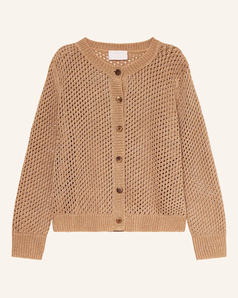 hemisphere Strickjacke mit Leinen und Glitzergarn Beige
