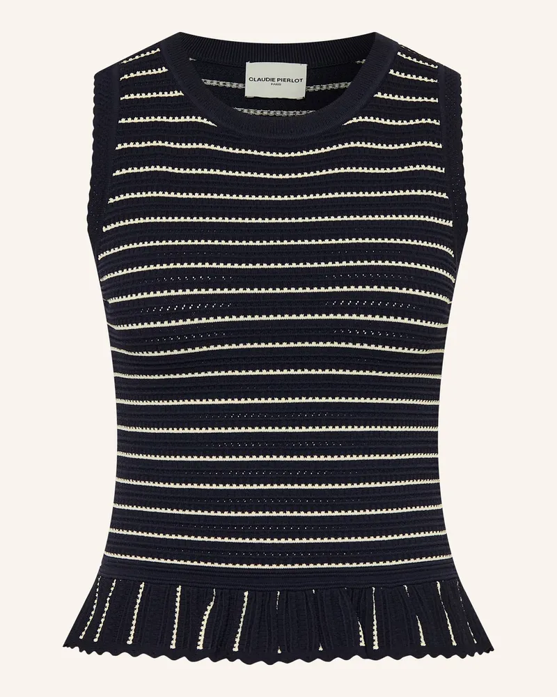 Claudie Pierlot Stricktop Mit Rüschen beige Dunkelblau