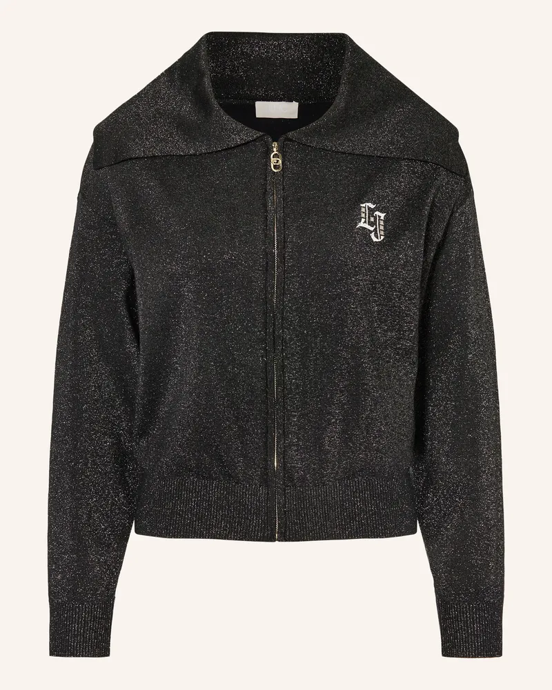 Liu Jo Set: Mesh-Top und Strickjacke mit Glitzergarn Schwarz