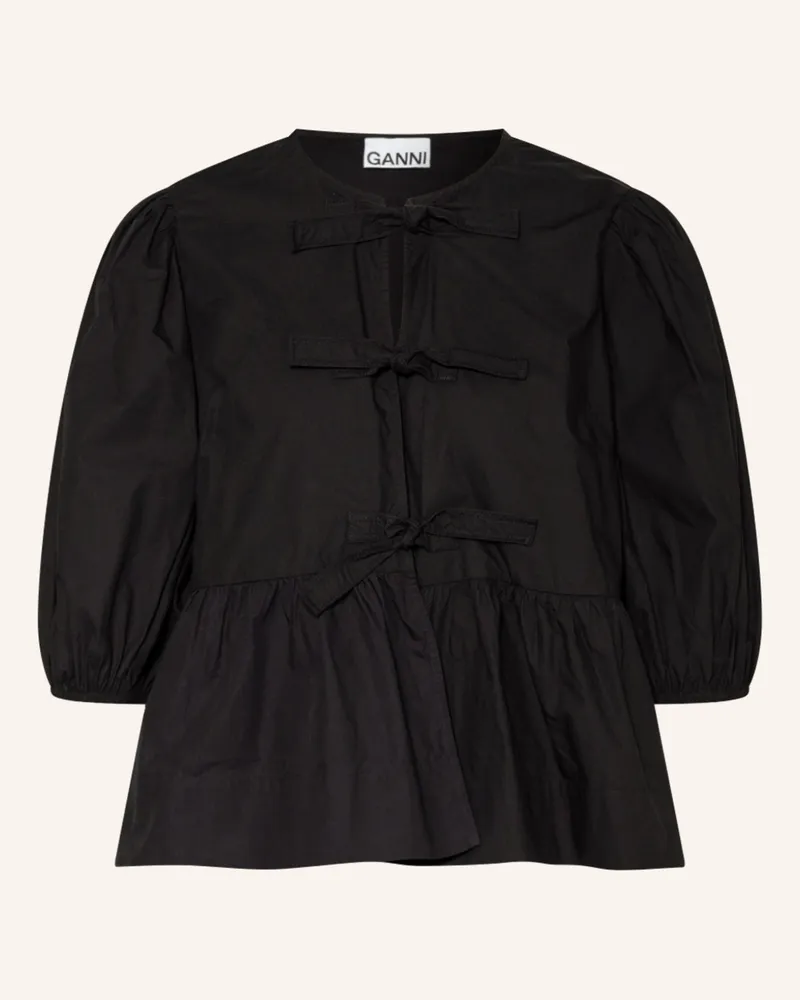 Ganni Blusenshirt schwarz Schwarz