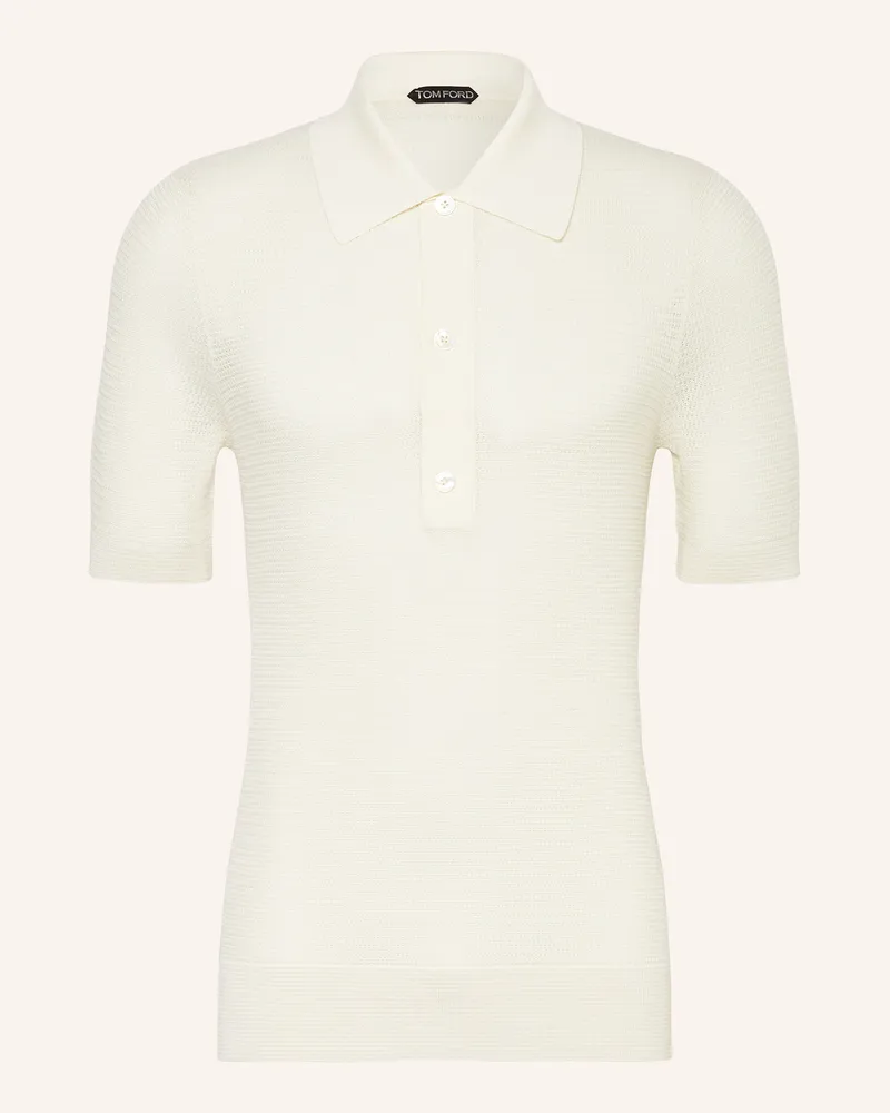 Tom Ford Strick-Poloshirt mit Seide Creme