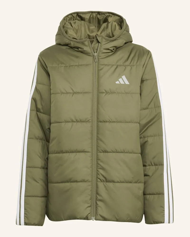 adidas Essentials 3-Streifen Gefütterte Kinderjacke gruen Weiss