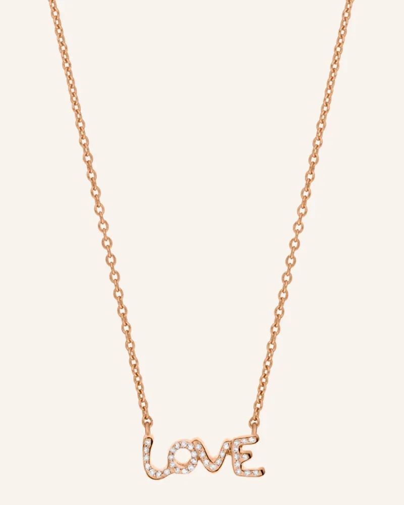 Leaf Halskette TINY LOVE aus 14 Karat Roségold mit Diamanten Roségold