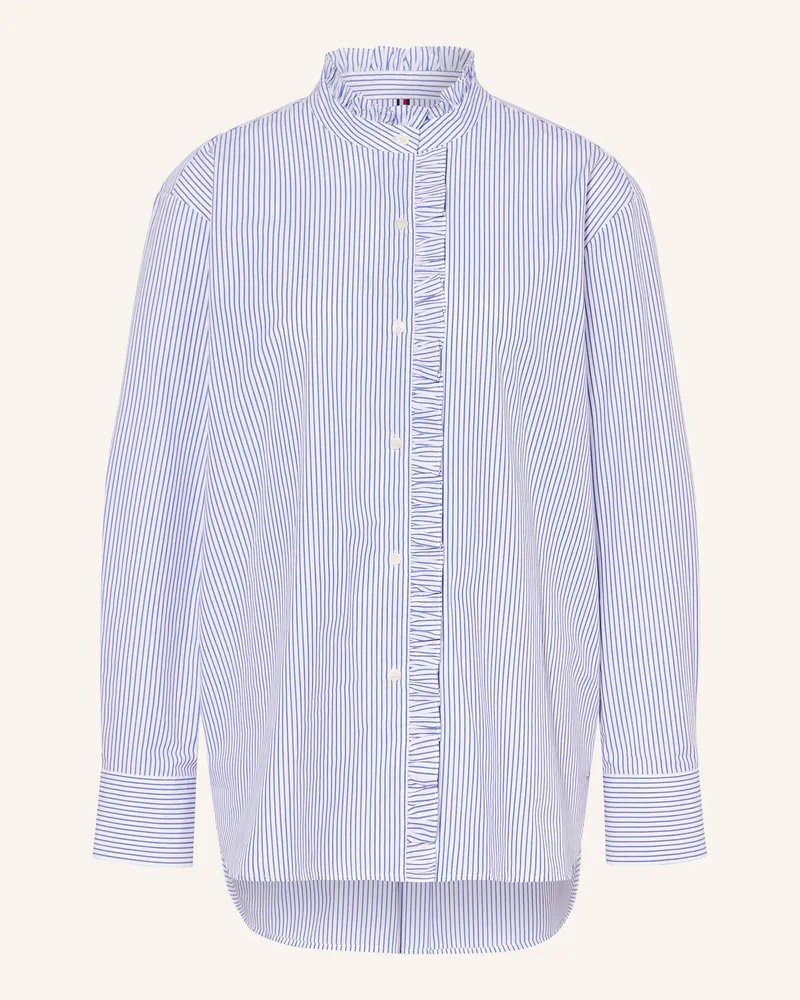 Tommy Hilfiger Bluse Mit Rüschen blau Weiss