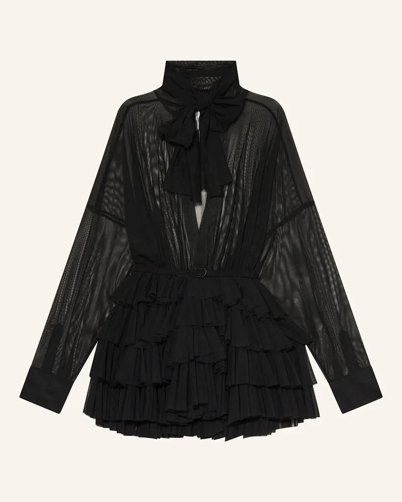 Norma Kamali Cocktailkleid mit Schluppe und Rüschen Schwarz