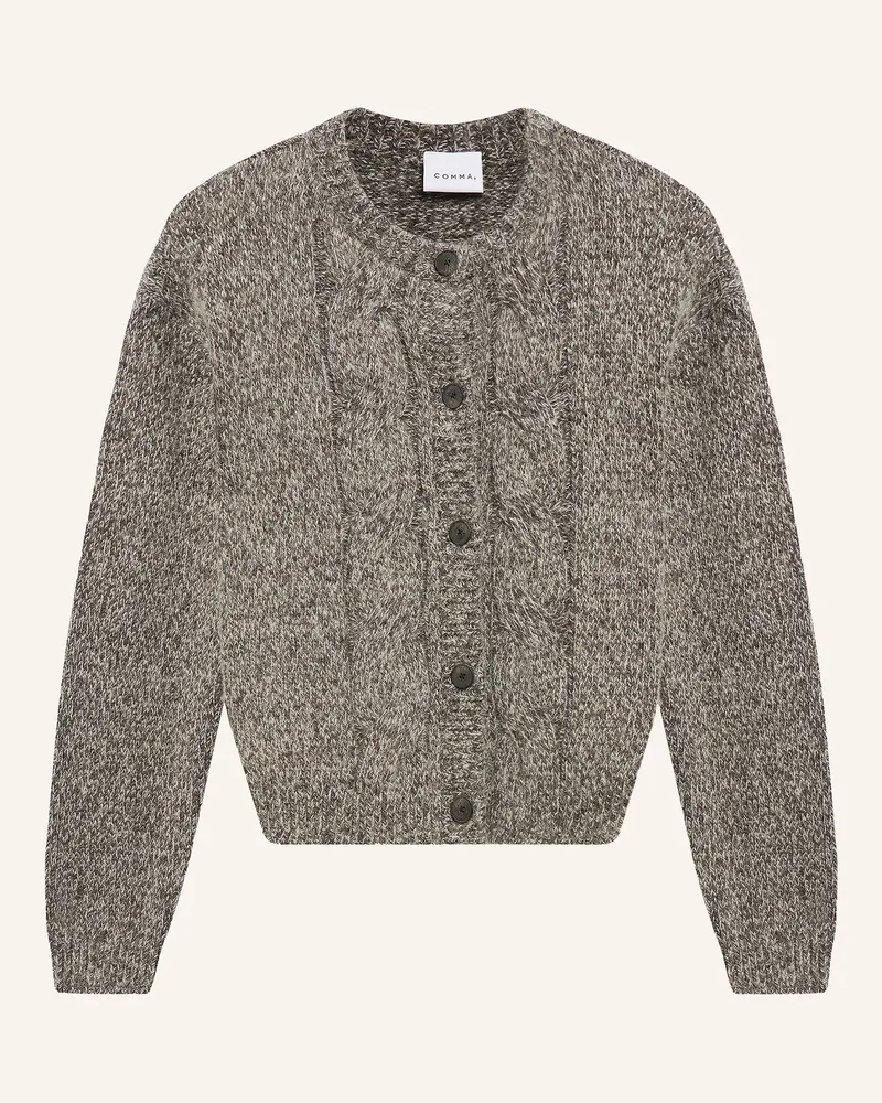 COMMA Strickjacke beige Dunkelgrau