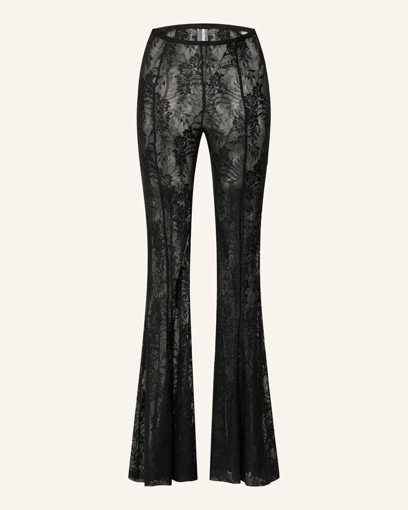 Norma Kamali Bootcut-Hose aus Spitze Schwarz