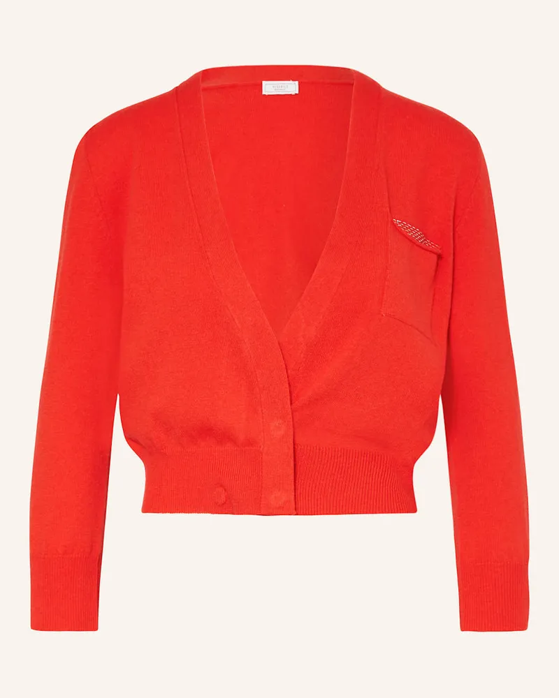 Peserico Cropped-Strickjacke mit Schmucksteinen Orange