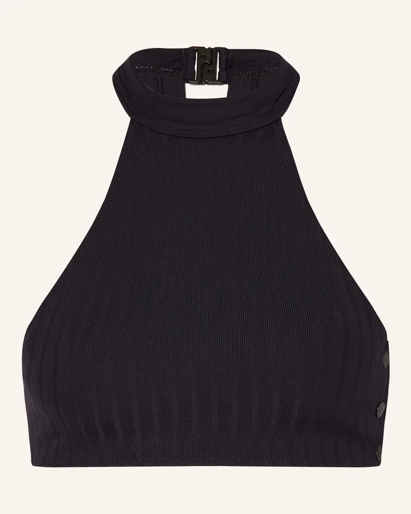 watercult High-Neck-Bikini-Top Henley Rib schwarz Schwarz