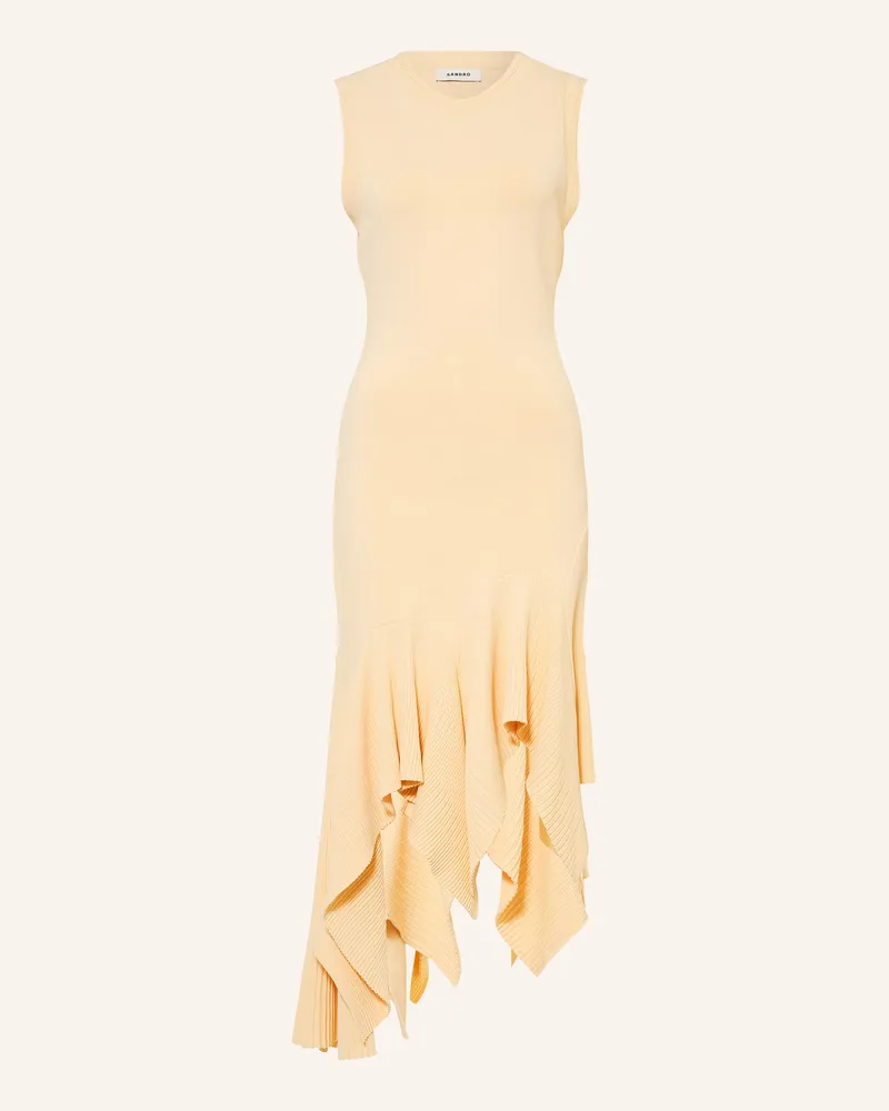 Sandro Strickkleid Mit Volants gelb Hellgelb