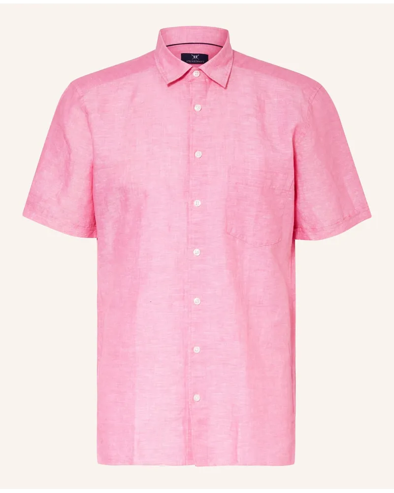 Strokesman's Kurzarm-Hemd Regular Fit mit Leinen Pink