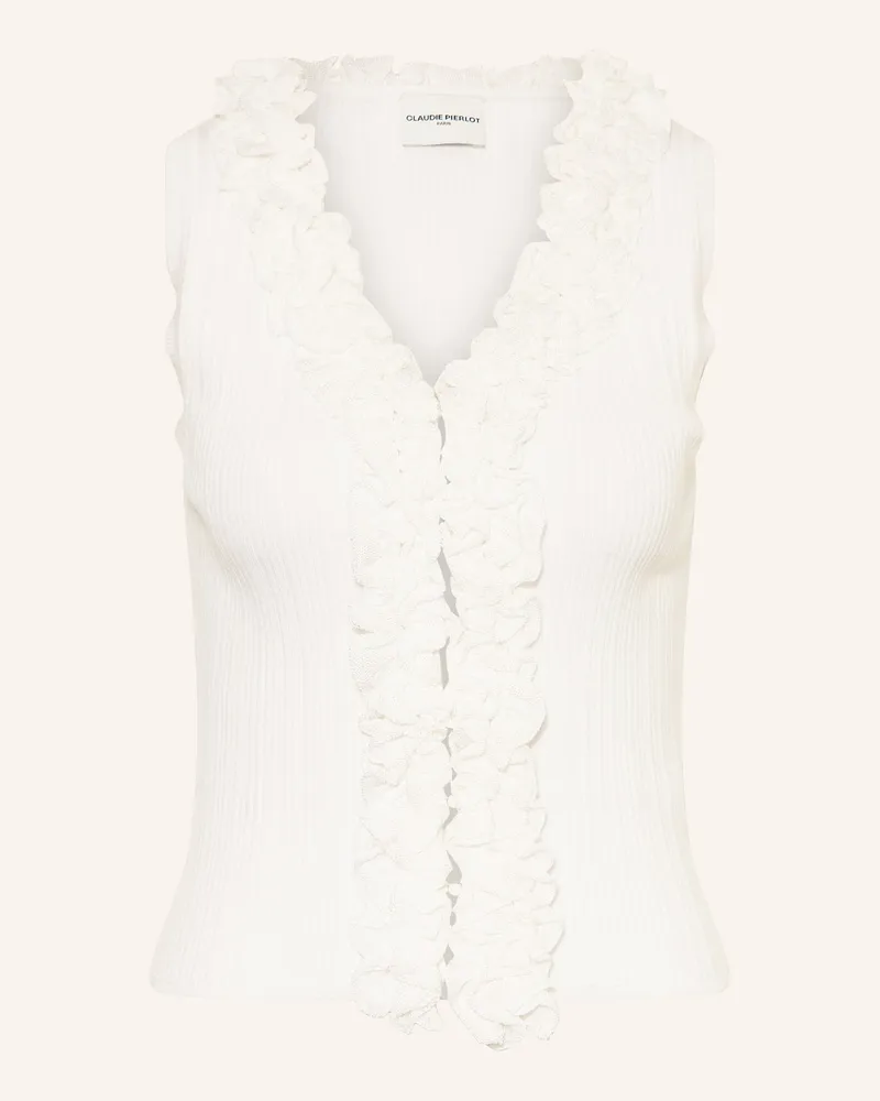 Claudie Pierlot Strickweste Mit Rüschen weiss Weiss