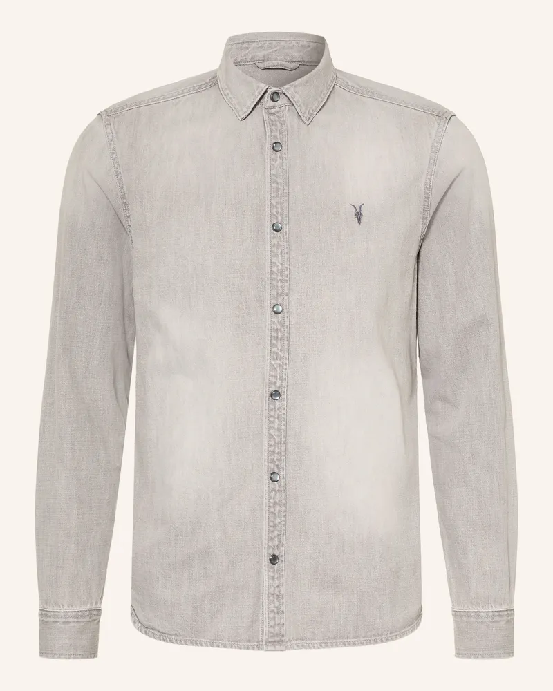AllSaints Jeanshemd Gleason Extra Slim Fit grau Hellgrau