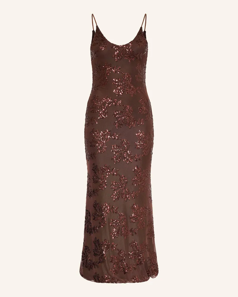 Miss Goodlife Mesh-Kleid mit Pailletten Dunkelbraun