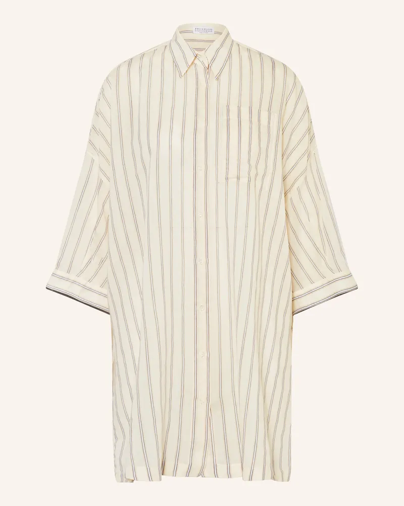 Brunello Cucinelli Oversized-Hemdbluse mit 3/4-Arm Hellgelb
