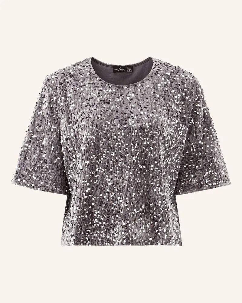 van Laack Blusenshirt VL-JORINA-XX aus Samt mit Pailletten Silber