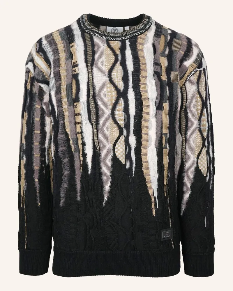 Carlo Colucci Oversize Fluffy Pullover - 3d Knit Frigeri schwarz Schwarz