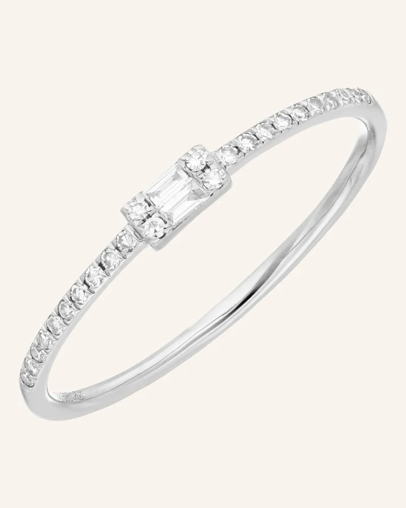 Leaf Ring TINY BAQUETTE aus 14 Karat Weißgold mit Diamanten Weissgold