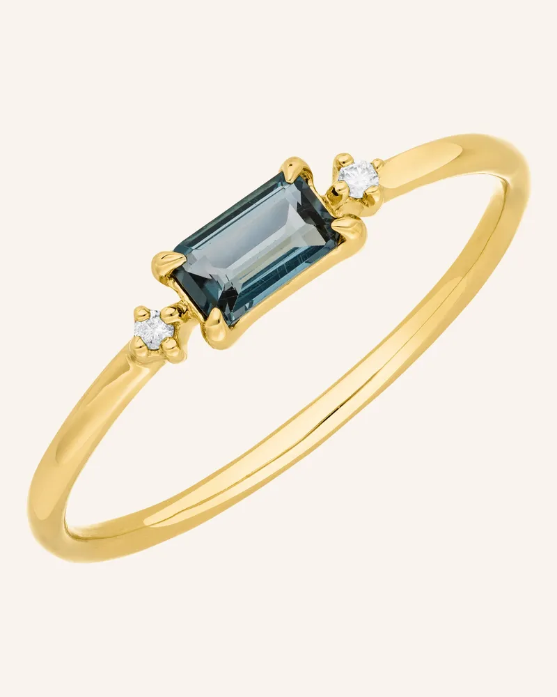 Leaf Ring London Blue Topaz Aus 14 Karat Gelbgold gold Gold