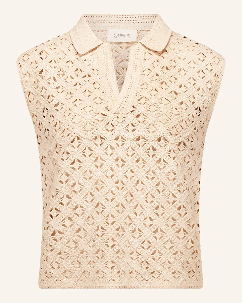 Cartoon Häkeltop Mit Pailletten beige Beige