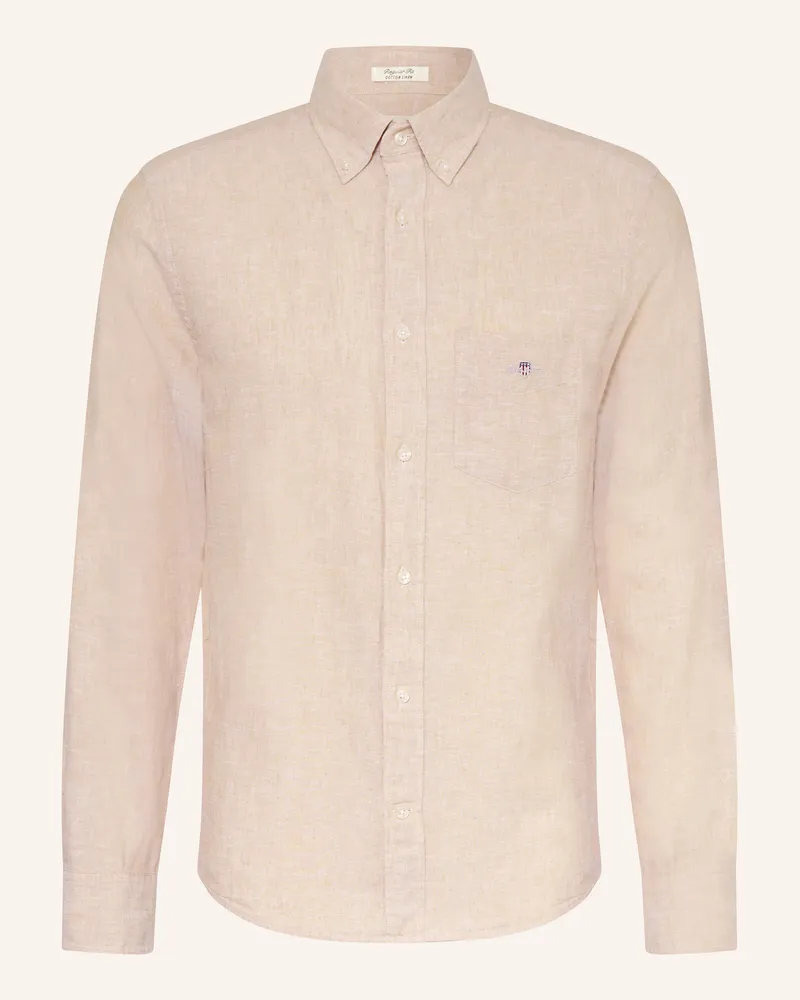 Gant Hemd Regular Fit mit Leinen Beige