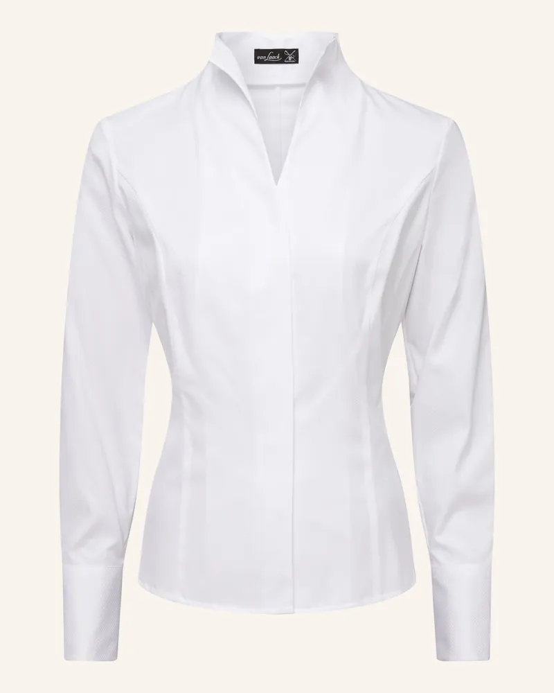 van Laack Bluse Modern Fit Langer Ärmel Kelchkragen Weiss