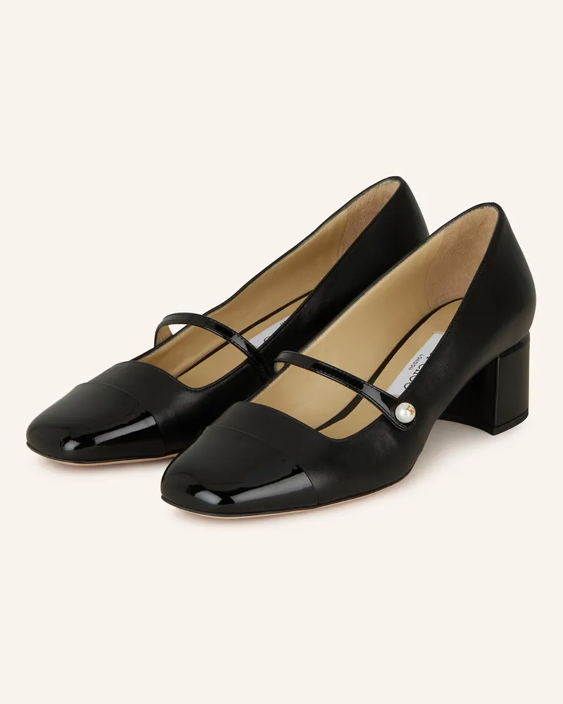 Jimmy Choo Mary-Jane-Pumps ELISA 45 mit Schmuckperlen Schwarz