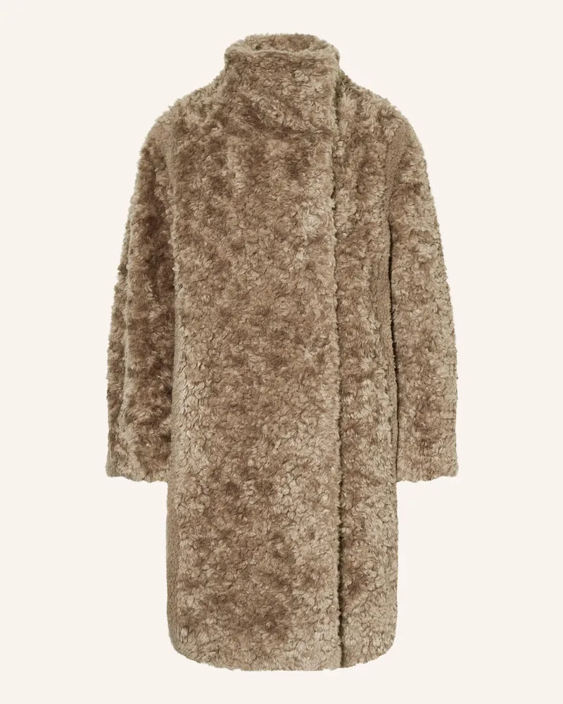 HUGO BOSS Teddyfell-Mantel CITEDDY Braun