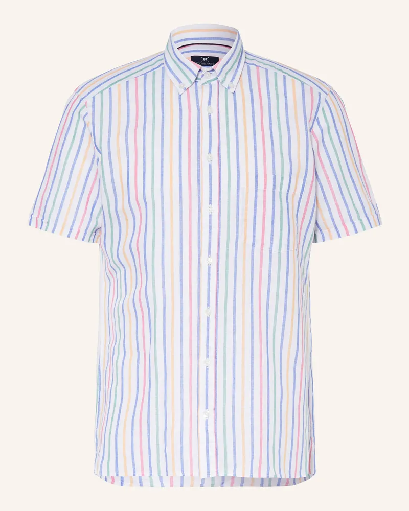 Strokesman's Kurzarm-Hemd Regular Fit mit Leinen Weiss