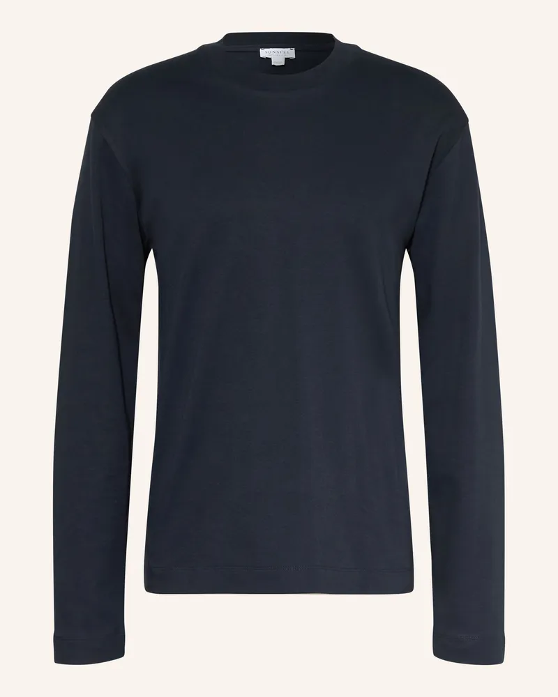 Sunspel Longsleeve blau Dunkelblau