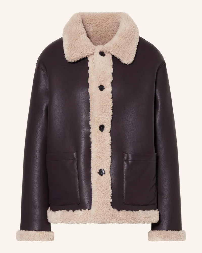 Repeat Teddyfell-Jacke zum Wenden Dunkelbraun