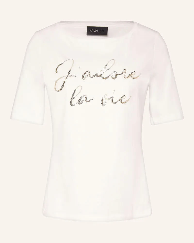 S.Oliver T-Shirt mit Pailletten Weiss