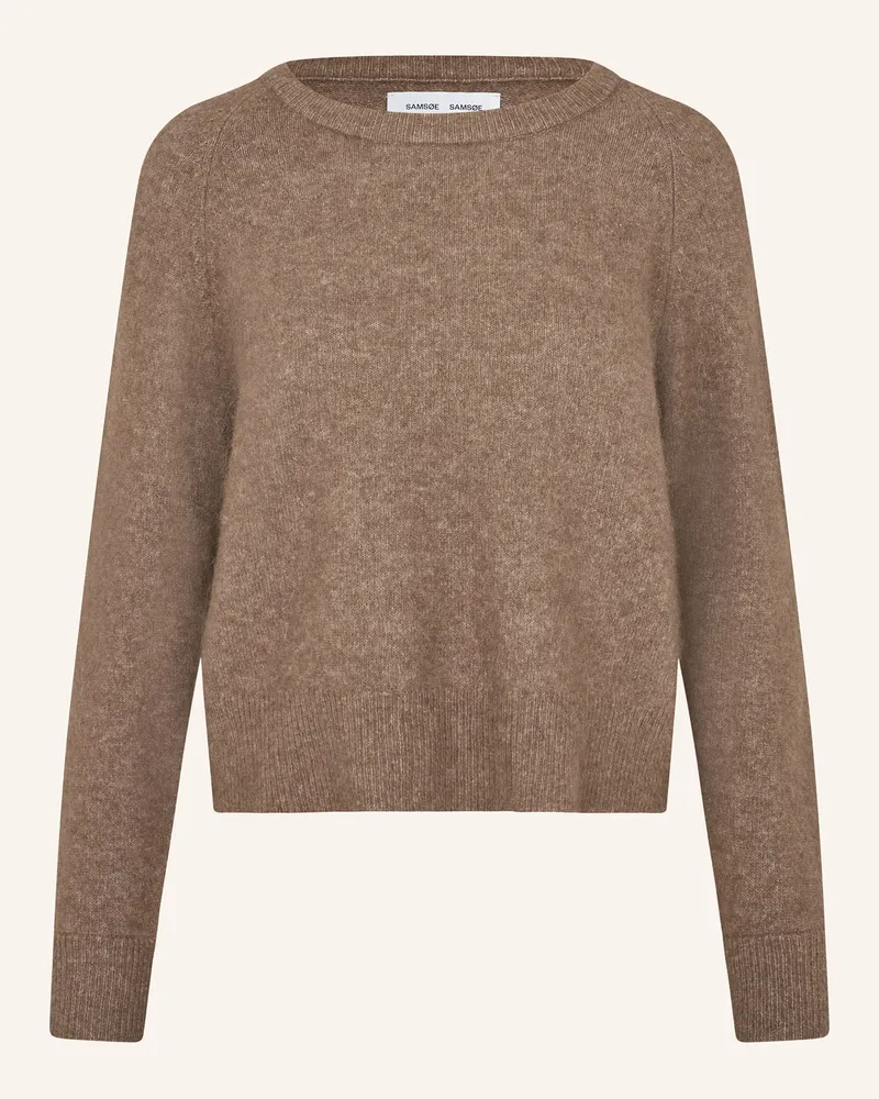 Samsøe & Samsøe Pullover Nor O-N Short Mit Alpaka braun Hellbraun