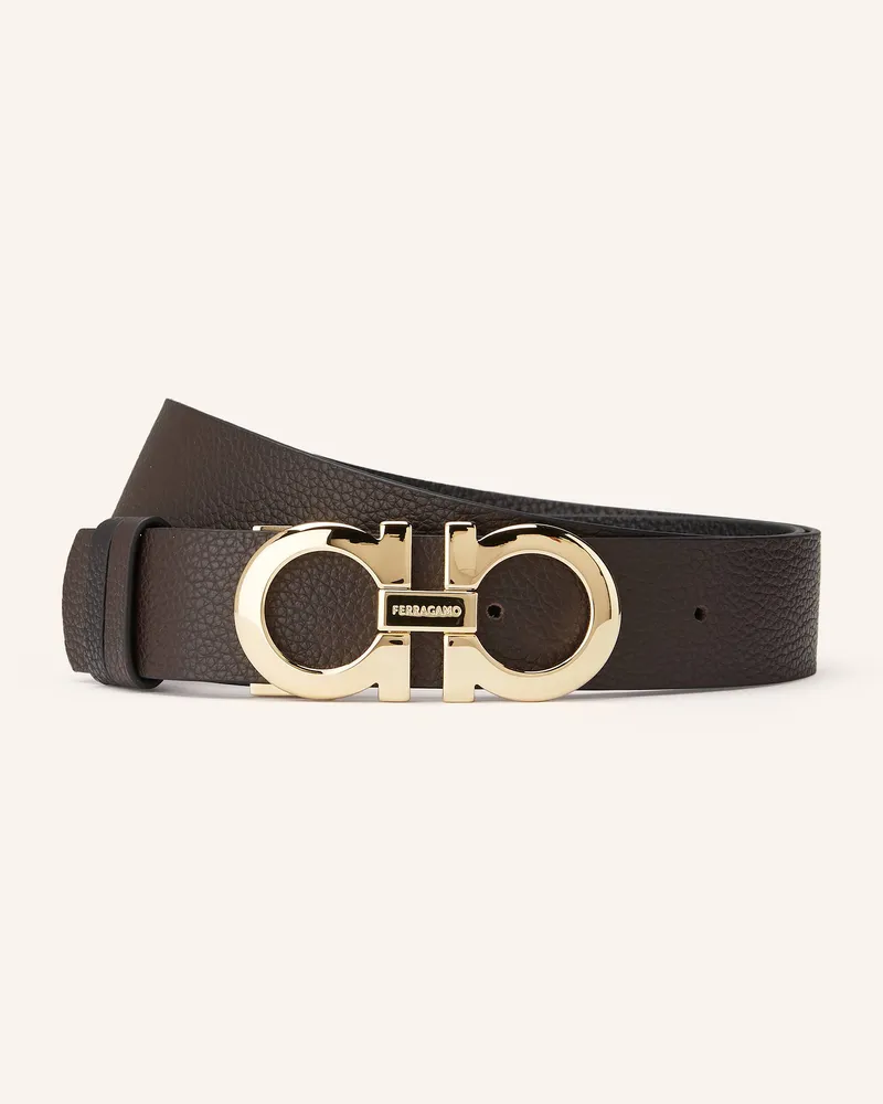 Ferragamo Ledergürtel zum Wenden Dunkelbraun