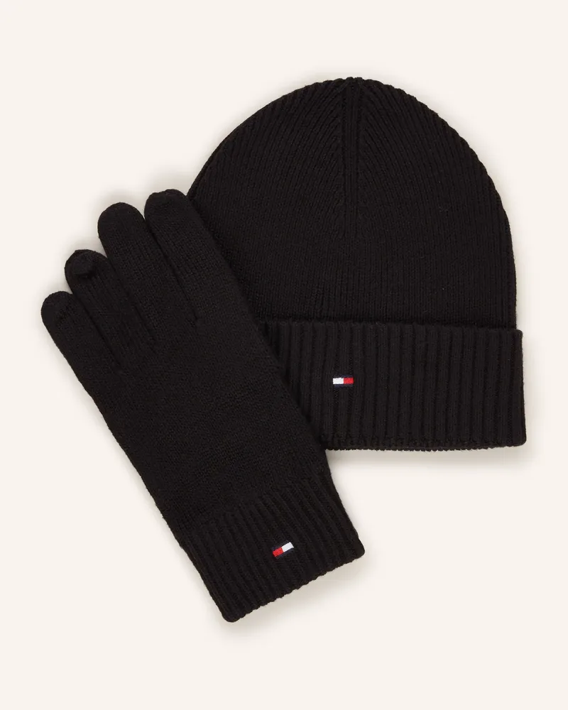 Tommy Hilfiger Set: Mütze und Handschuhe mit Geschenkbox Schwarz