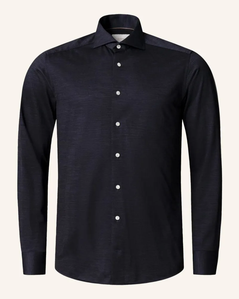 Eton Merino-Lyocell-Jersey-Hemd Slim Fit Dunkelblau