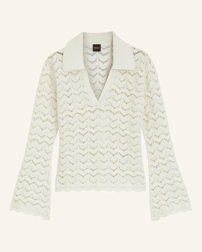 HUGO BOSS Pullover C_Folsena Regular Fit beige Weiss