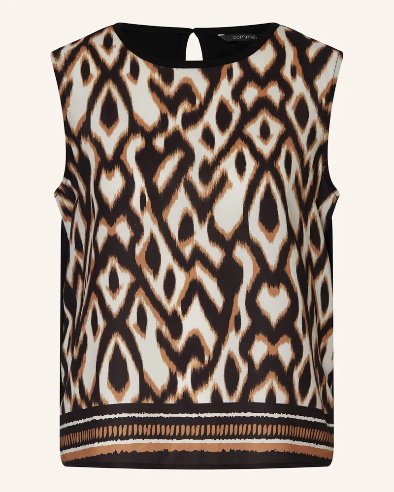COMMA Top im Materialmix Braun