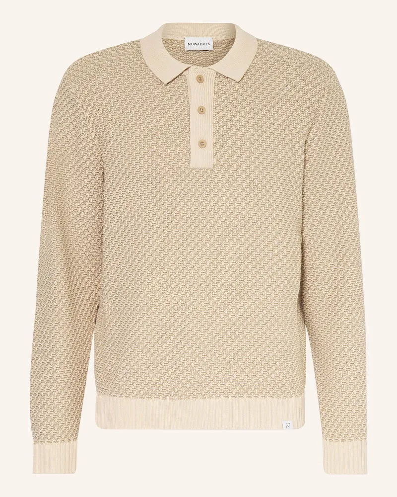 Nowadays Strick-Poloshirt Creme