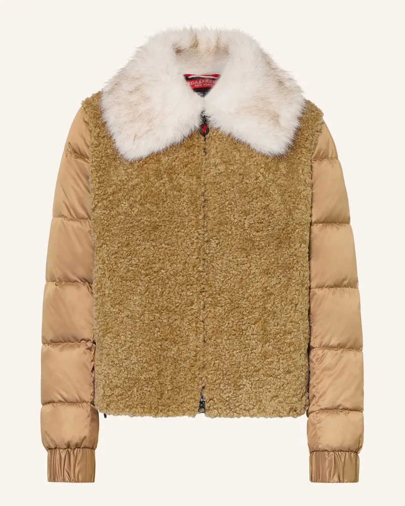 Frieda & Freddies Steppjacke Alaina Im Materialmix beige Taupe