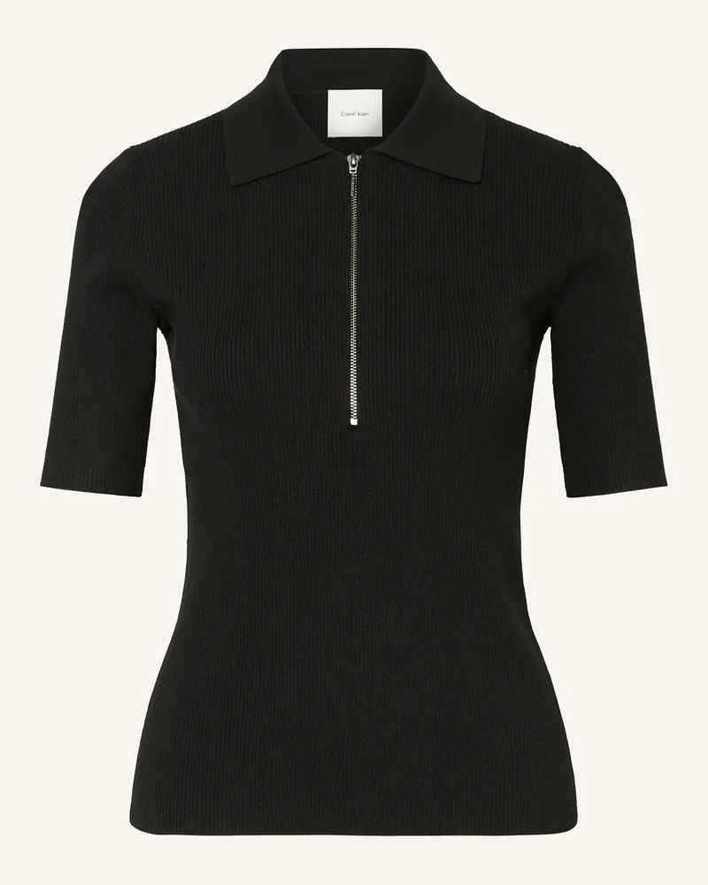 Calvin Klein Strick-Poloshirt Schwarz