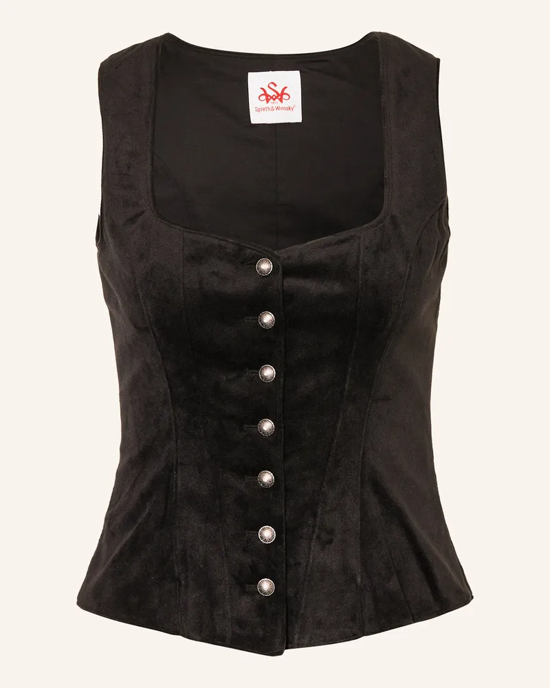 Spieth & Wensky Trachtenmieder Fliss Aus Samt schwarz Schwarz