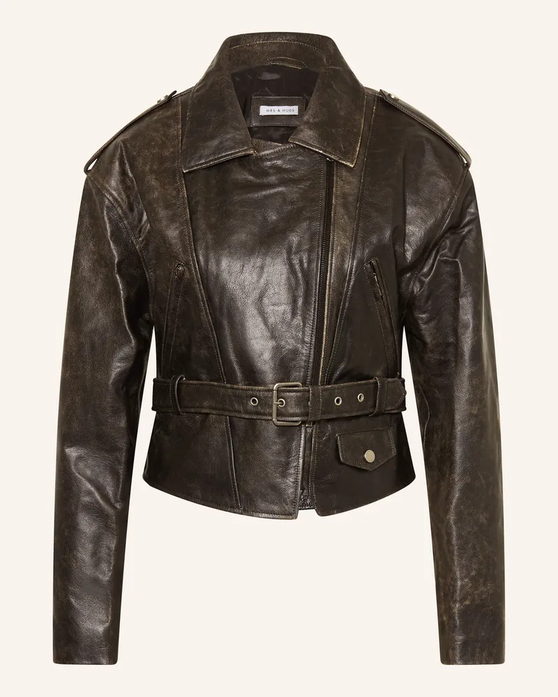 Mrs & HUGS Lederjacke Schwarz
